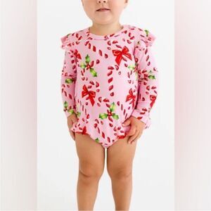 Posh Peanut NWT HELEN RUFFLE LONG SLEEVE BUBBLE ROMPER 6-12 months